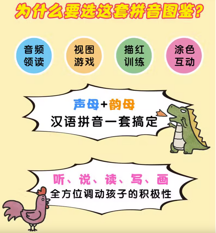 我可以说个不停:小小孩情境拼音图鉴 (声母版韵母版全套2册)